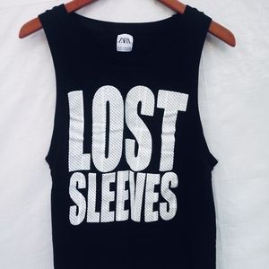 Zara "Lost Sleeves" Black Tank Top Women's Sz M